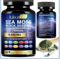 Sea Moss Black Seed Oil Ashwagandha Ginger Turmeric Capsules, Sea Moss Gummies S