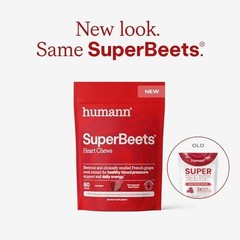 Humann – SUPER BEETS Heart Chews, 60 Count, Pomegranate Berry Flavor, 60 Count