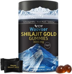 Pure Himalayan Shilajit Gold Gummies, 3000mg with Ashwagandha, Black Musli 60ct.