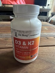 Dr. Berg’s Nutritionals 100mg Vitamin D3 & K2 Supplement – 120 Capsules 02/2027