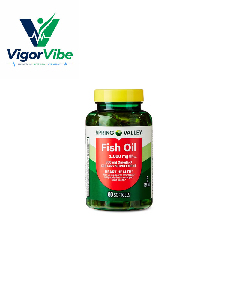 Spring Valley Fish Oil Omega-3 Softgels for Heart Health, 1000 mg, 60 Count