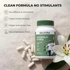 Salvora Rhodiola Rosea Dietary Supplement, 60 Capsules, Stress Assistance