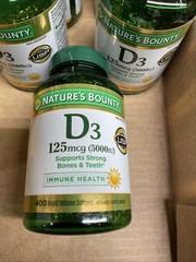 Nature’s Bounty VITAMIN D3 5000IU, 400 Softgels Exp 06/2028 Or Later