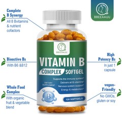 Vitamin B Complex 240 Capsules B1,B2,B3,B5,B6,B7,B9,B12, Immune Support Pills