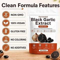 Black Garlic Extract Softgels 300ct Odorless Vegan Non-GMO Supplement NEW4N