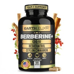 4-in-1 Berberine Supplement 1160mg – Organic Berberine, Ceylon Cinnamon, CoQ1…