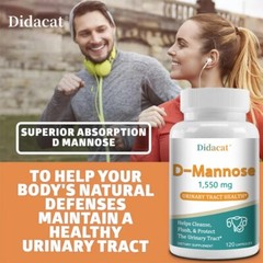 D-Mannose Pills,120Count -1550mg Per Serving, Non-GMO and Gluten Free Supplement