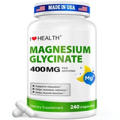 Magnesium Glycinate 400mg per Capsule – 240 Capsules – 240 Count (Pack of 1)