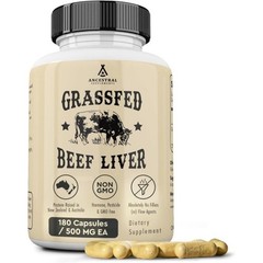 1-3 pack Ancestral Supplements Grassfed Beef Liver – 180 Capsules 500mg