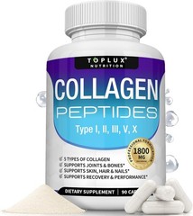 Toplux 1800Mg Multi Collagen Peptides Pills W/ I II III V X Complex Supplement