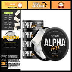 Nootropic Energy Pouches – Mango Flavor, 5 Cans, 15 Pouches Each, Caffeine Boost