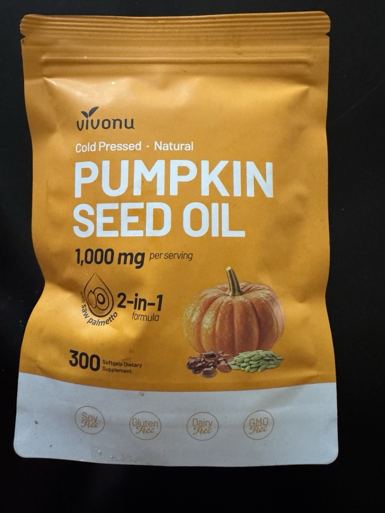 Vivonu Pumpkin Seed Oil Softgels 1000mg Saw Palmetto 300 Capsules Cold Pressed