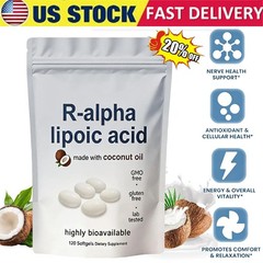 R-alpha Lipoic Acid 600mg With Coconut Oil, 120 Softgels, Antioxidant Support