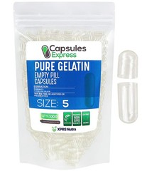 XPRS Nutra Size 5 Empty Clear Gelatin Capsules 5000 Ct Small DIY Pill