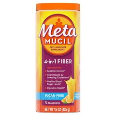 Metamucil 4-In-1 Psyllium Husk Fiber Supplement, Sugar-Free, 72 tsp, Orange