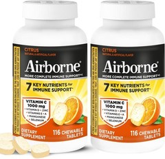 Airborne Immune Support Supplement Citrus, 2 PACK 116 EA, EXP 12/27