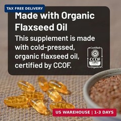 Flaxseed Oil 1200 mg, Fish Free Omega 3 6 9 with 720mg ALA – CCOF Cer