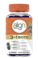 Align 3-in-1 Biotic Multi-Symptom Relief Gummies – Blackberry – 50ct..
