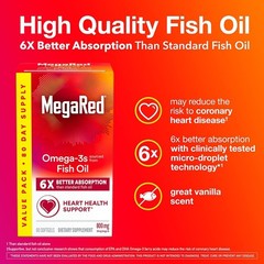 Vanilla Flavored 800mg Omega-3 Fish Oil – 80 Softgels for Heart and Joint Health