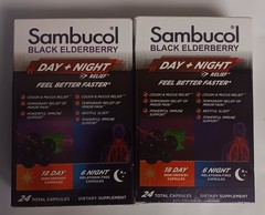 2 Sambucol Black Elderberry Day + Night Relief 24ct Capsules Mcrocrystalline
