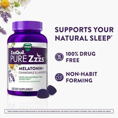 ZzzQuil PURE Zzzs Melatonin Sleep Aid Gummies, Helps You 72 Count (Pack of 1)