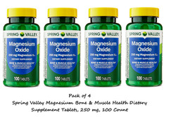 Spring Valley Magnesium Bone & Muscle Health Dietary Supplement, 250 mg,4×100 Ct