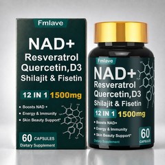 NAD + Resveratrol Quercetin D3, Shilajit & Fisetin, Enhance Cellular Energy 60ct