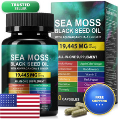 Huyehf Sea Moss Black Seed Oil Ashwagandha Ginger Sea Moss Capsule Supplement