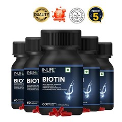5 Pack IN.LIFE Biotin Herbs 60 Veg Capsules Support