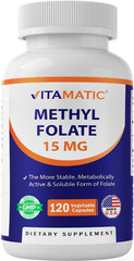 Vitamatic Methyl Folate 15mg – 120 Vegetable Capsules – Optimized and Activated