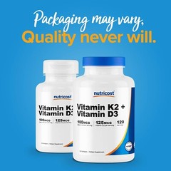Nutricost Vitamin K2 (MK7) (100mcg) + Vitamin D3 (5000 IU) 120 Softgels – Glu…
