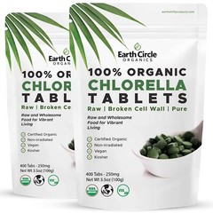CHLORELLA TABLETS Superfood Pure Green Algae 400ct 2 Pack EARTH CIRCLE ORGANICS