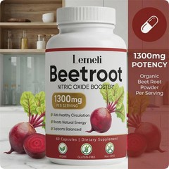 3x Lemeli Beetroot – 1300mg, Lemeli Beet Root Supplement 60 Capsules