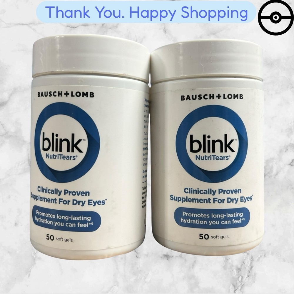FOR 2 Bausch + Lomb Blink NutriTears Hydration for Dry Eyes 50 Softgels EXP2027+