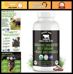 USDA Organic 100% Grassfed Beef Organ Supplements – Whole Cow, 30-Day Supply