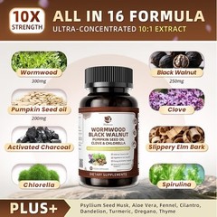 Lukaree Wormwood Black Walnut Cleanse 1200mg Gut & Digestive Health 60 Count
