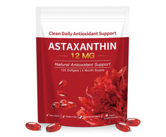 Astaxanthin 12mg Natural Microalgae Eye Skin Health Antioxidant 120 Softgels