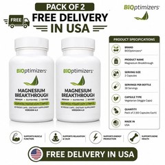 2 Pack- Bioptimizers Magnesium Breakthrough all 7 essential forms, 60 capsules