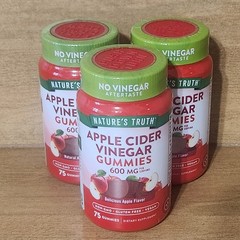 Nature’s Truth Apple Cider Vinegar Gummies 600mg 75 Ct Lot of 3 Non-GMO Vegan