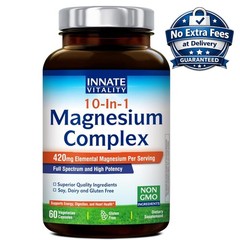 10 en 1 Complejo de Magnesio Suplemento 960 mg (420 mg Elementales) 60 Cápsulas