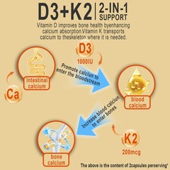 3 Pack – Vitamin D3 5,000 IU (as Cholecalciferol) K2 200mcg 360 Veggie Capsules