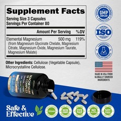 Magnesium Supplement – 5 in 1 Complex 500 mg | 240 Count (Pack of 1)