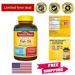 Extra Strength Omega 3 Fish Oil 2800mg – 60 Softgels for Heart & Brain Health