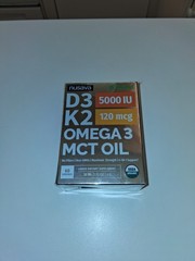 Nusava Organic D3 (5000IU) K2 (120mg) Omega3 MCT Oil Non-GMO, No Fillers