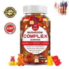 Mushroom Extract Complex Gummies Lions Mane Chaga Reishi Focus Memory Immunity