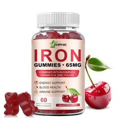 Iron Supplement for Women, Men & Kids, Iron 65mg & Vitamin C 250mg per Servin…
