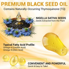 Black Seed Oil Capsules 2000mg 120 Count Softgels -Premium Cold Pressed Non-GMO