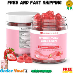 ARMINACO Collagen Gummies for Women – Low Sugar Strawberry Flavor Type I II I…