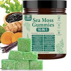 1 Sea 16 Organic Moss Gummy | Irishmoss Extract 6000Mg | Apple Green Flavor in