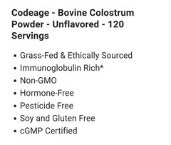 Codeage Grass-fed Colostrum, Unflavored, 120 Serv, Ethically Sourced, 07/2028✨️